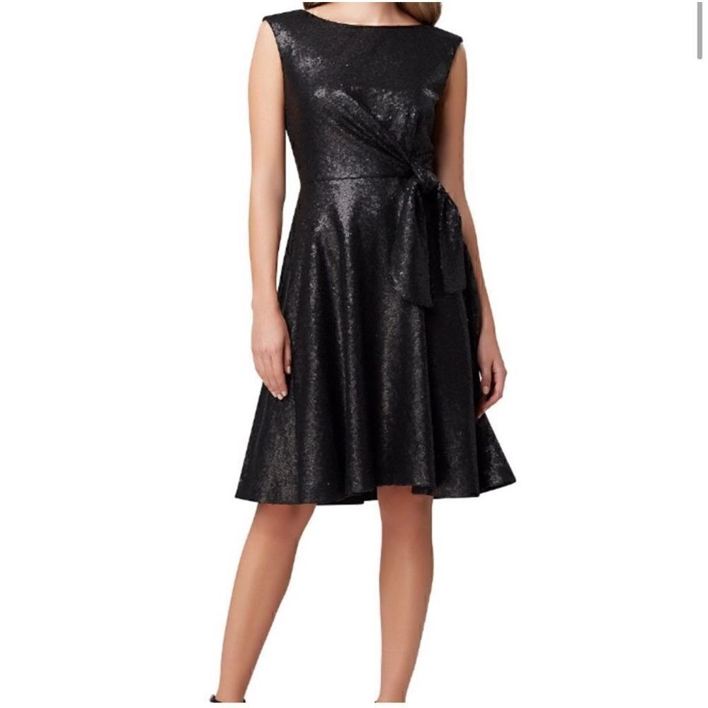 Black Tahari Sequins Dress Size 16